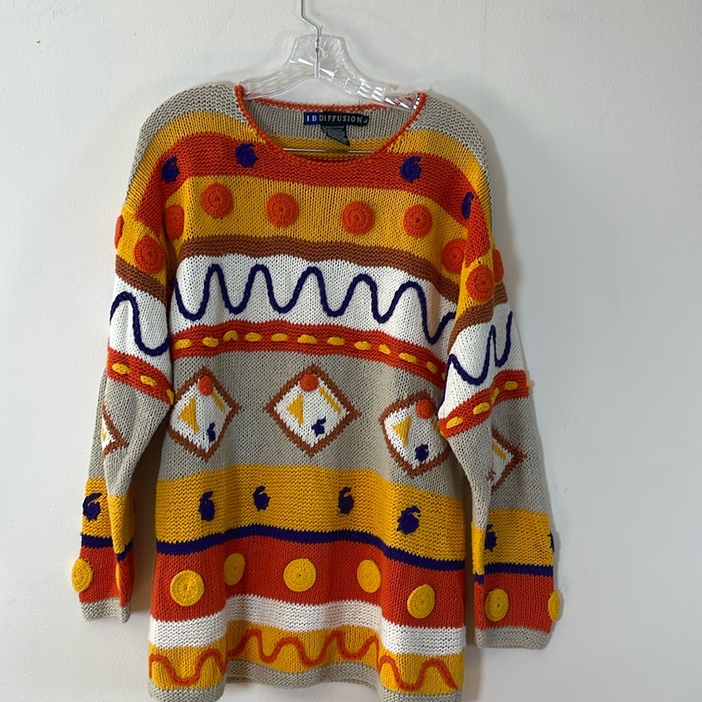 VINTAGE 3D FALL SWEATER LARGE Y2K